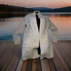 Cynthia Rowley Cardigan Sweater Wool Blend Pockets Open Faced Womens Large